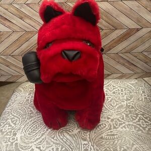Shalom Toy Co Red Bulldog With Barrel Around The‎ Neck Plush 13”
